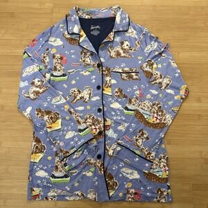 Nick & Nora Women's Size Medium Pajama Top Button Front Dogs Bath Grooming